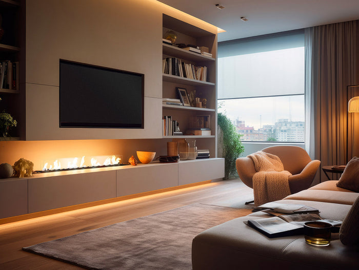 Bruciatore a Bioetanolo da Incasso 150x32x15 cm Insert Slim 1500 Nero con Vetro