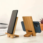 Set a doppio per telefoni da tavolo in bambù, support per smartphone e tablet con apertura per ricarica, stand per telefono portatile, organizzatore da ufficio, compatibile con telefono, smartphone, tablet e tablet.