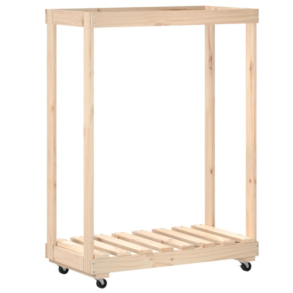 Portalegna con Ruote-Scaffale per Legna 76,5x40x108 cm Legno Massello di Pino