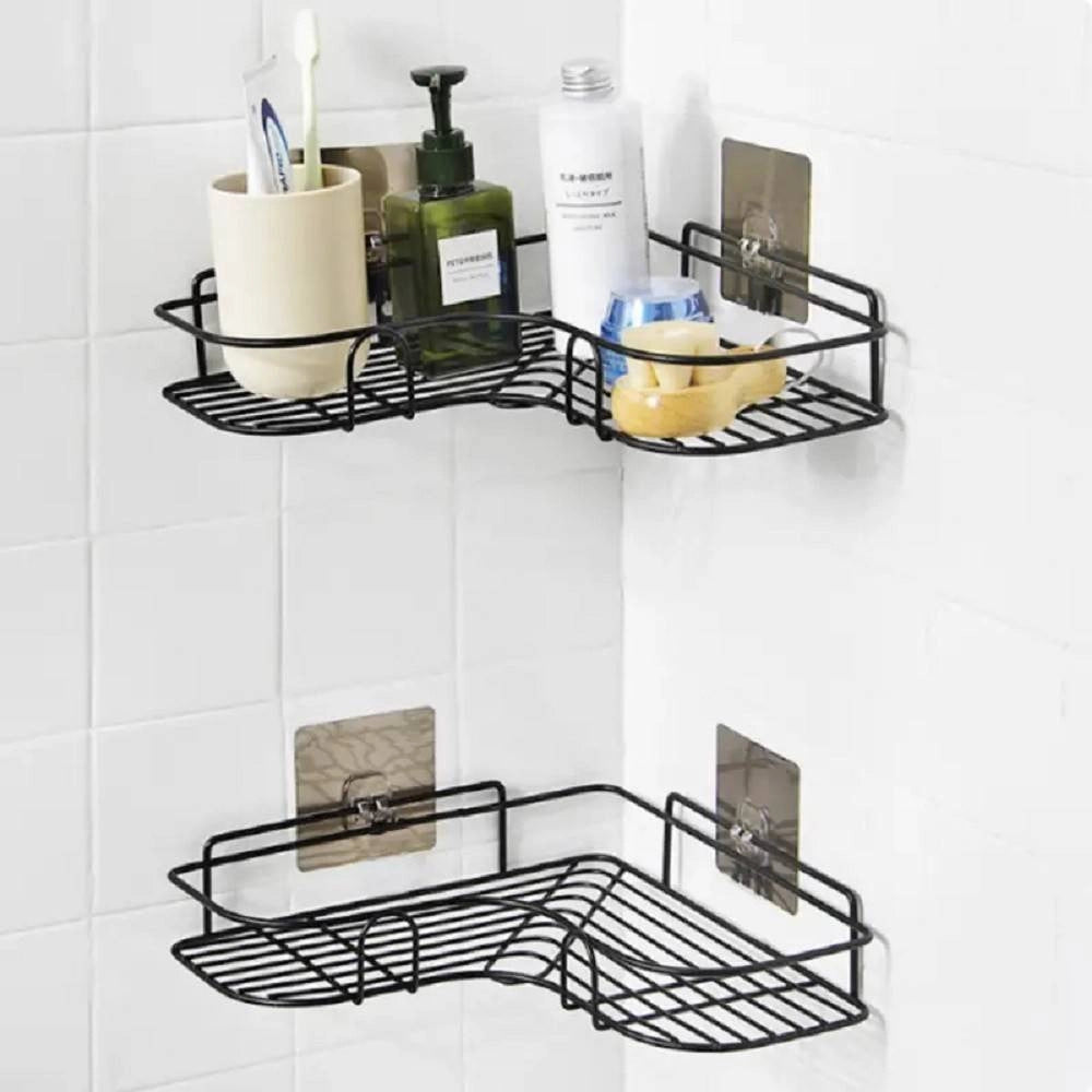 Trade Shop - Supporto Angolare Da Parete Mensola Da Appendere Senza Punzonatura Bagno Cucina -