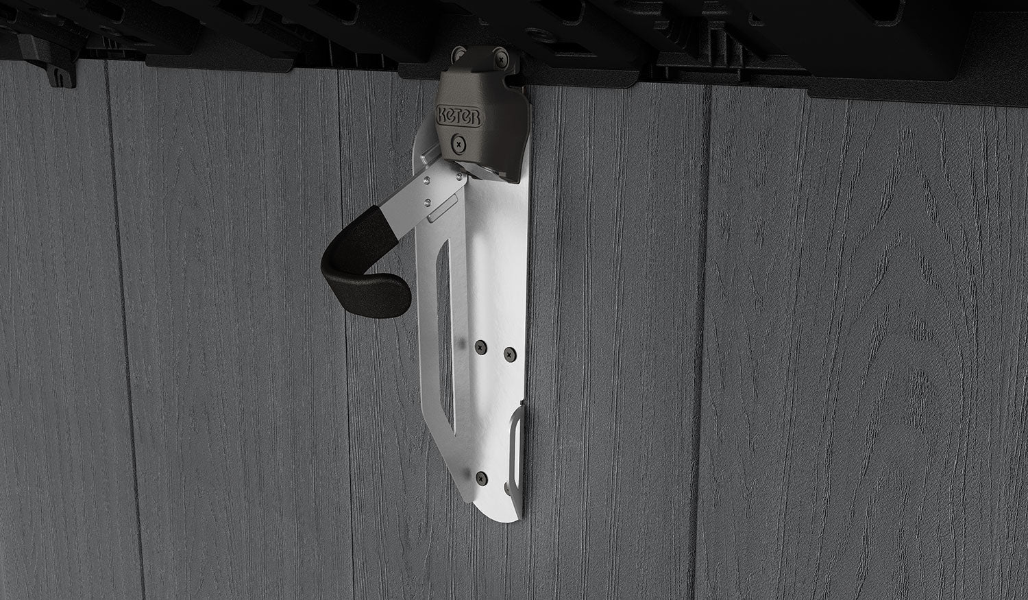 Porta Bicicletta Keter Gancio Universale Capacità 35 kg in Acciaio Grigio e Nero