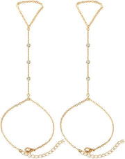 Bracciale da Donna con Anelli a Rhinestelle in Pietre Lucide 2 Pezzi Dimensione Unica