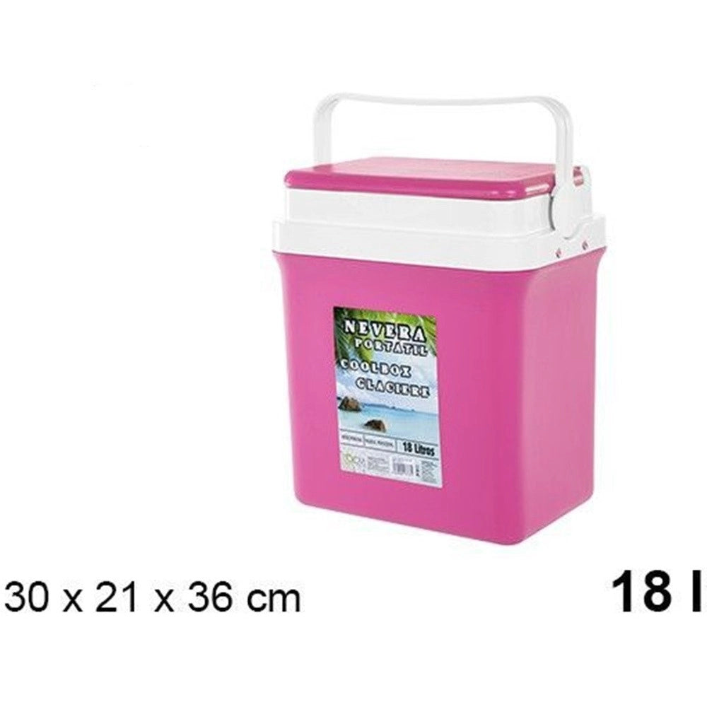 Trade Shop - Frigo Borsa Termica Rosa Portatile Con Coperchio Piatto Da 18 Lt Con Maniglia 017080 -