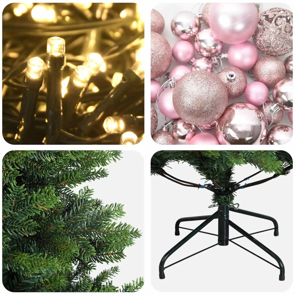 Albero di Natale artificiale con palline 120 cm 150 LED 3465777