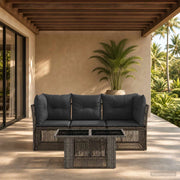 Set Divano da Giardino 4 pz Grigio polyrattan 3436415