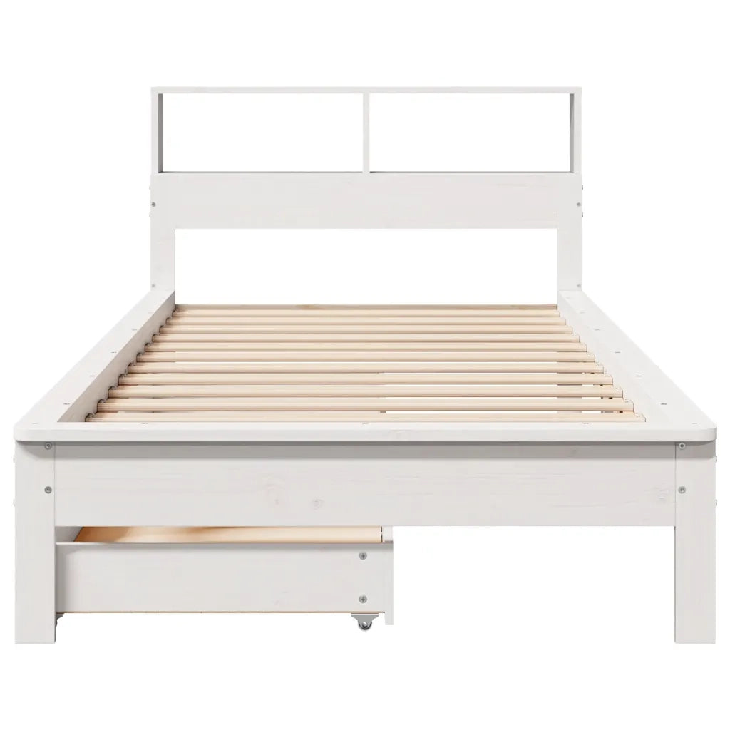 Letto Libreria senza Materasso Bianco 100x200 cm Legno di Pino 3309816
