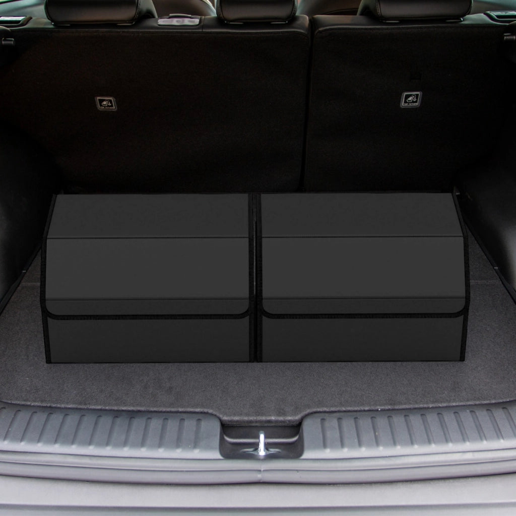 Scatola contenitore pieghevole con grande capacit¨¤ per berlina, Organizzatore per baule auto in pelle Nero-Accessori per veicoli