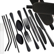 Set di Cucchiaini per 1-2 Persone - Set di Cucina Portatile in Acciaio Inossidabile per Campeggio con Scatola e Utensili