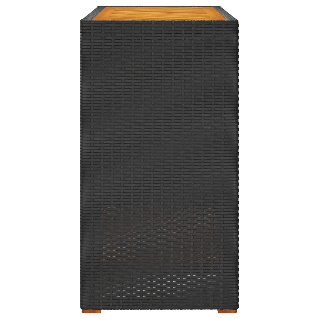Tavolino da Giardino | Tavolino da esterno Piano Legno Nero 100x40x75 cm Polyrattan