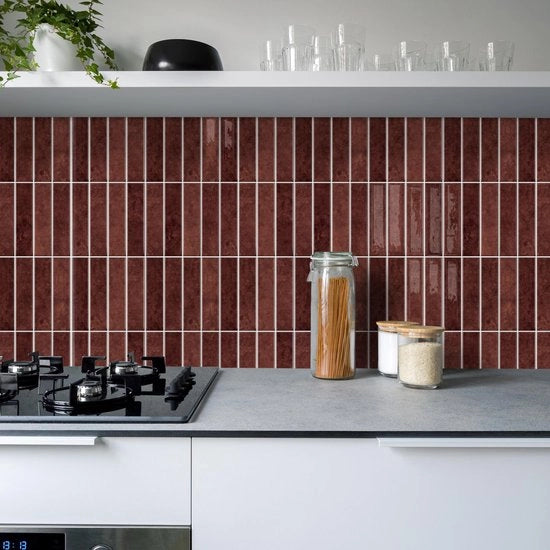 Tegoli decorativi adesivi - Retro rosso metrò - Autoadesivi e impermeabili - 10 pezzi - Per un'atmosfera unica - Decorazione - Per interni - 3...
