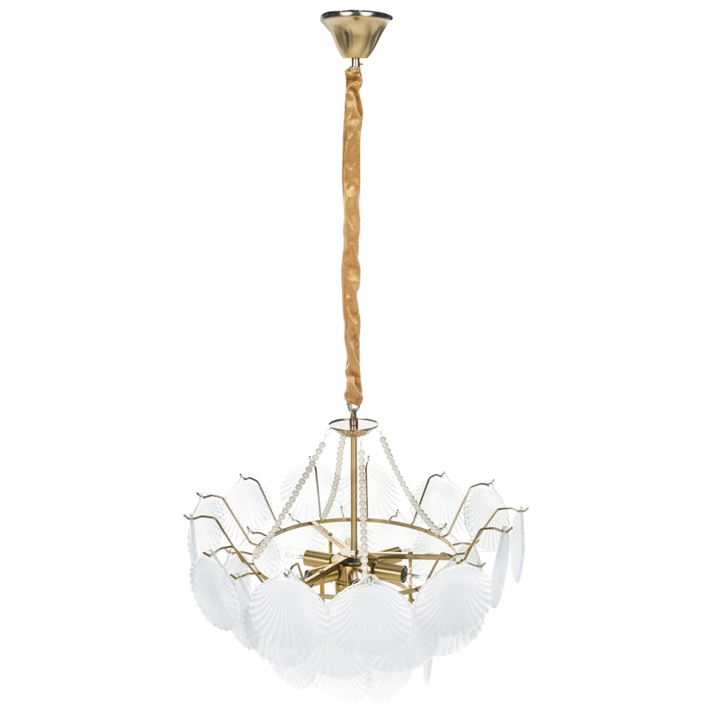 Lampadario vetro e ottone Lampada a sospensione Cristalli Stile Glamour