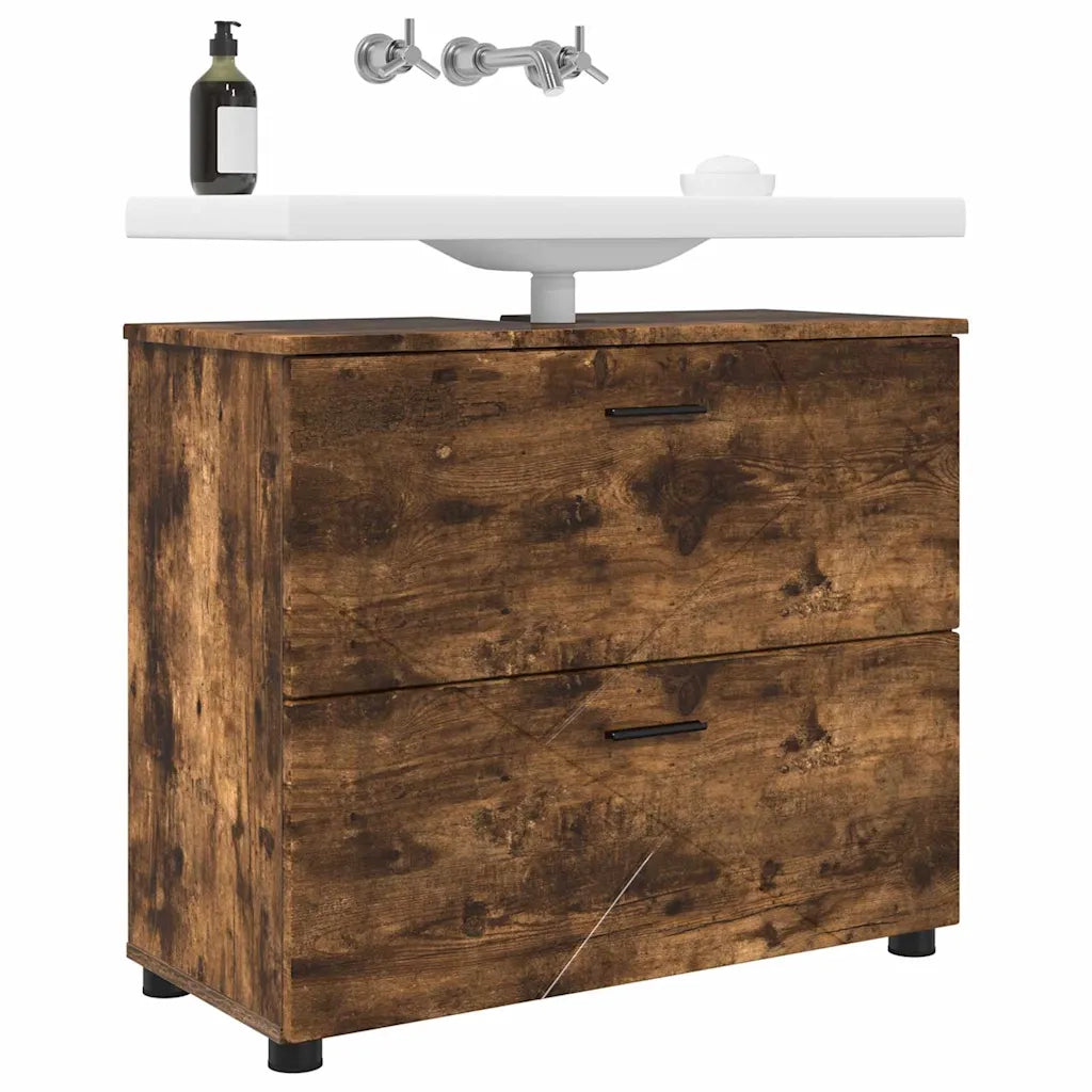 Mobile da Bagno con cassetto Rovere fumé 76,5 x 35 x 64 cm