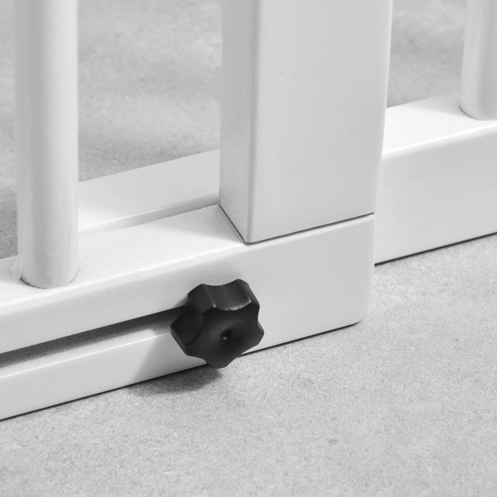 Cancellino per Cani Taglia Regolabile a 3 Pannelli 113-166x36x71 cm in Legno di Pino Bianco