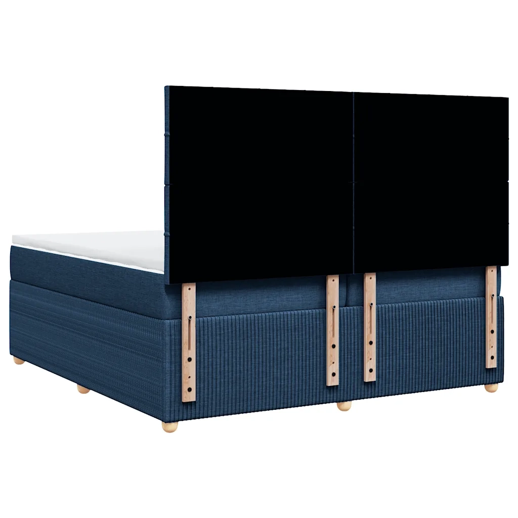 vidaXL Giroletto a Molle con Materasso Blu 200x200 cm in Tessuto