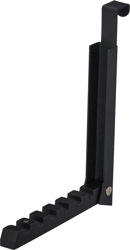 Inclinabile appoggio per 6 ganci - legno e metallo - spessori porte fino a 2 cm - nero