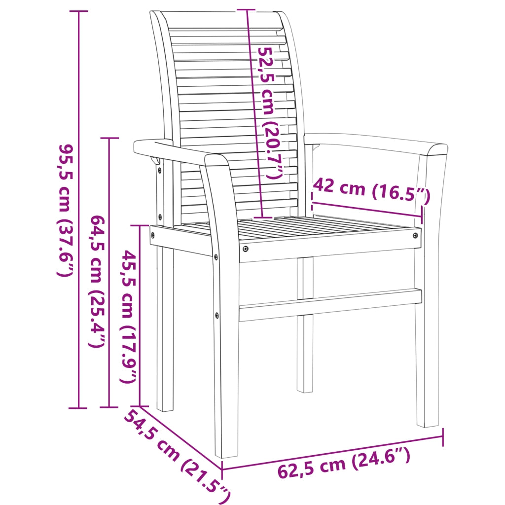 Set da Pranzo da Giardino  in Legno Massello Teak a 7 Pezzi