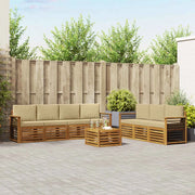 Set divani 8 pcs Naturale e Beige Legno di Acacia Massello