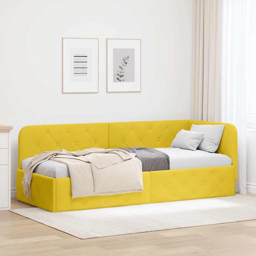 Cornice del letto ad angolo Giallo 80 x 200 cm Velluto