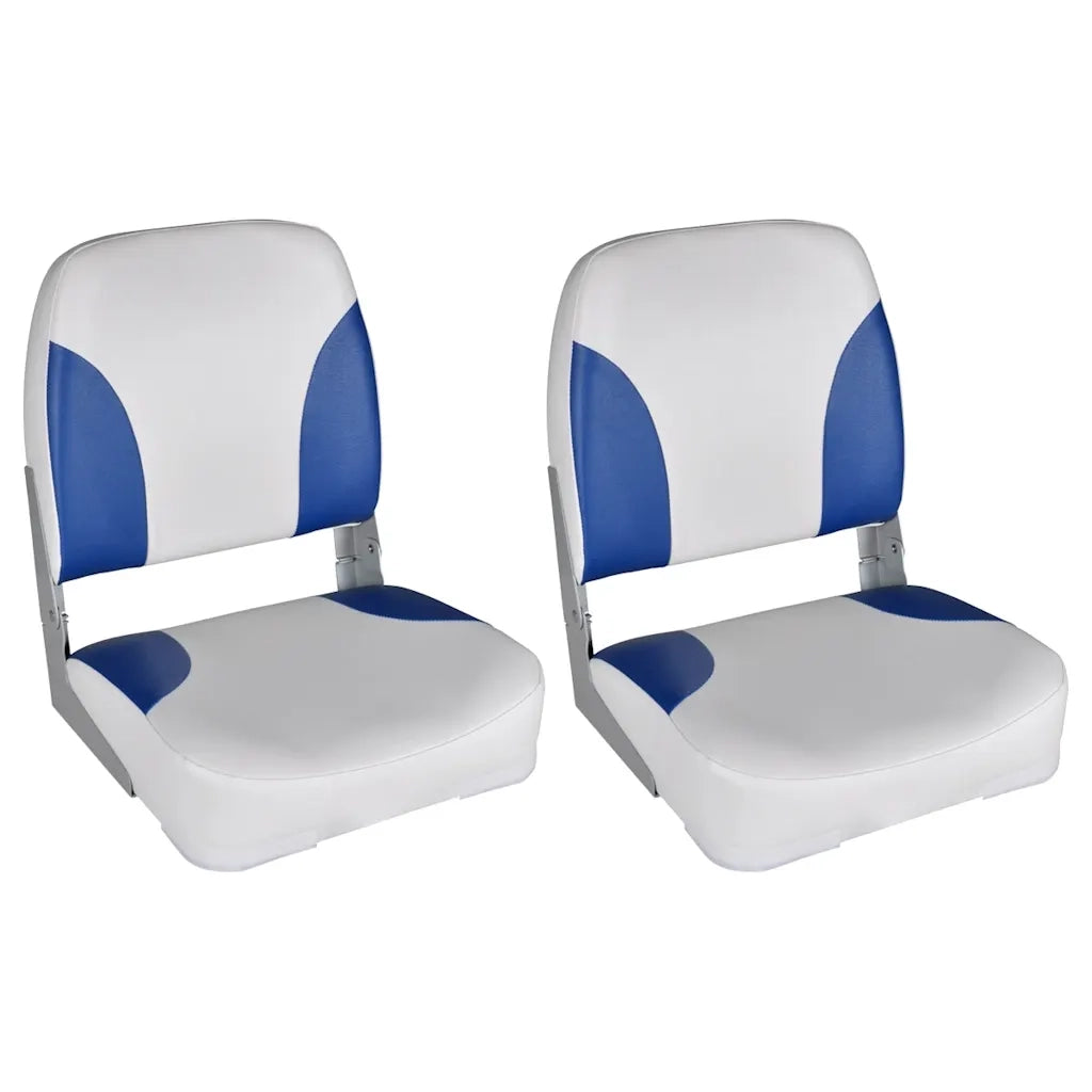 Sedili per Barca 2 pz Pieghevoli Cuscino Blu-Bianco 41x36x48 cmcod mxl 95340