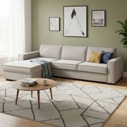 Albenga, Divano Letto con Penisola Sfoderabile Made in Italy, 260x95 cm Grigio Tortora
