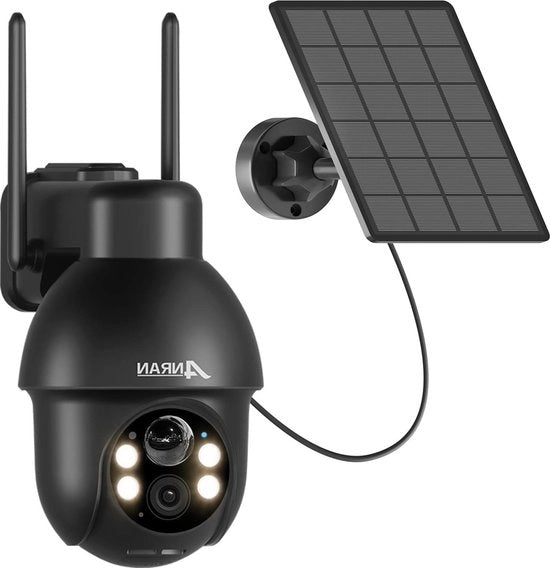 Camera di Sicurezza Esterna a Solare, Wi-Fi e Spot con Rilevamento Movimento AI, Notturno e Audio Bidirezionale Q3 Pro Nero