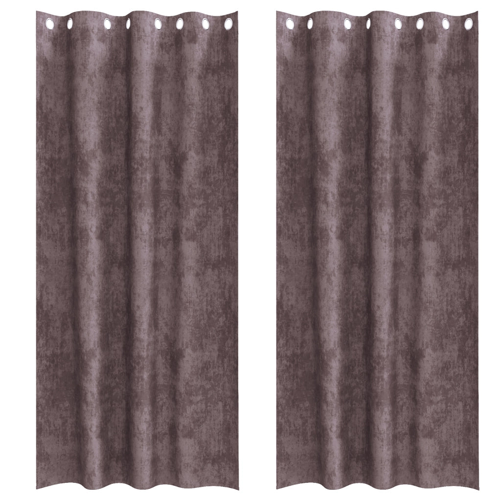 Tende in velluto 2 pz con occhielli Marrone 225x140 cm