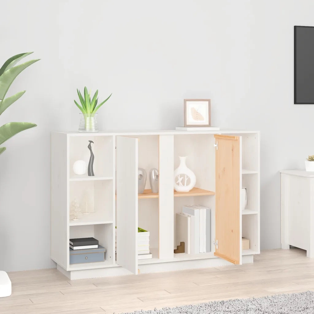 Credenza Bianca 120x35x80 cm in Legno Massello di Pino cod mxl 16125