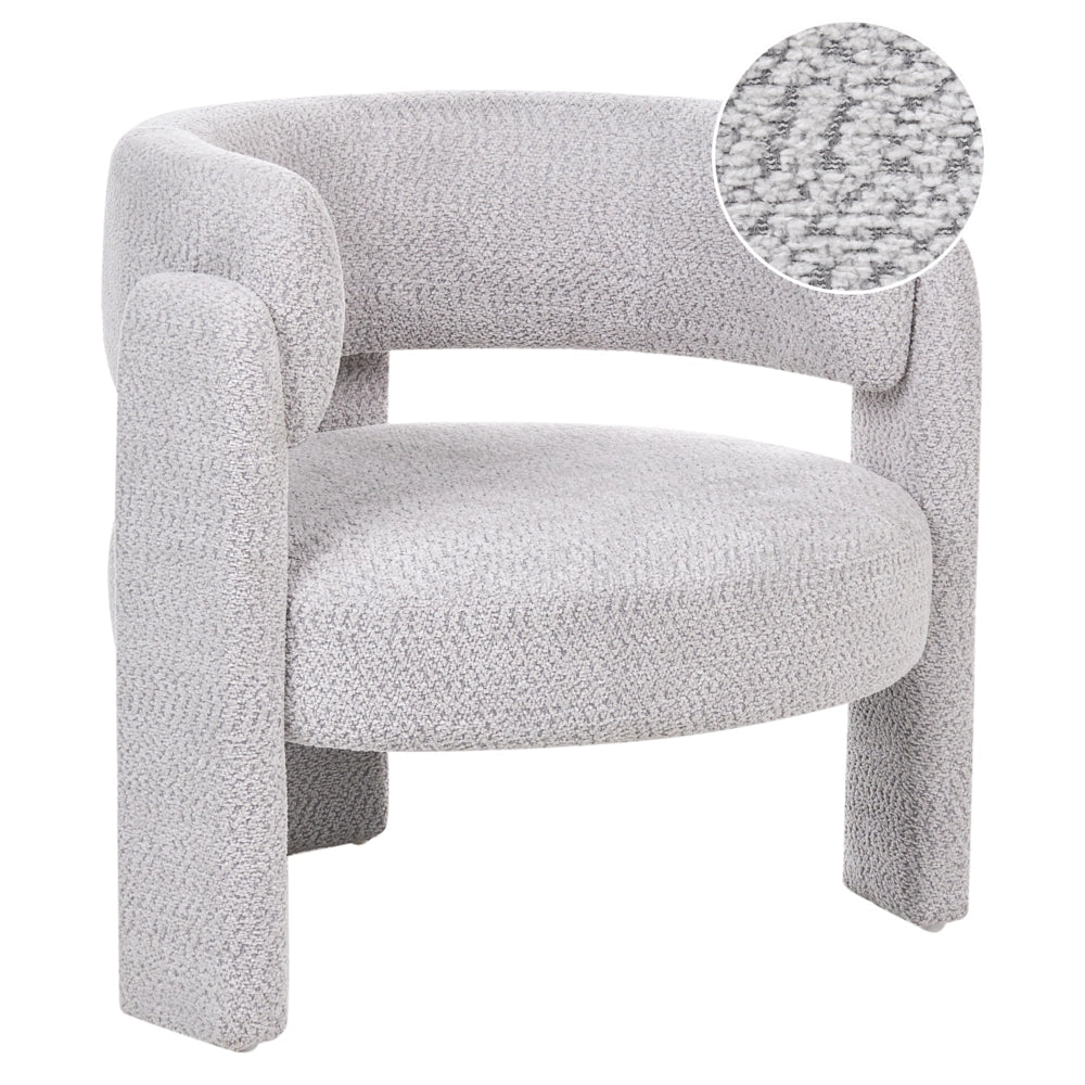 Poltrona imbottita in ciniglia con schienale curvo seduta moderna in stile scandinavo grigio chiaro