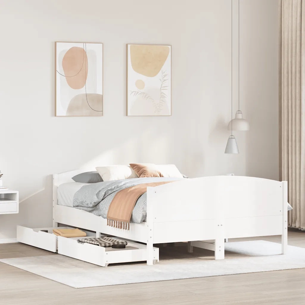 Letto senza Materasso Bianco 120x200 cm Legno Massello di Pino 3301792