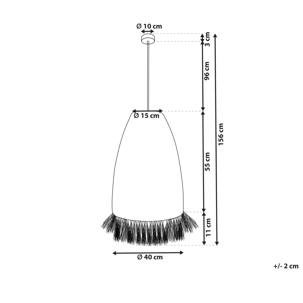 Lampada a sospensione con paralume in paglia di mais naturale e base in ferro nero Lampada a sospensione in stile bohémien