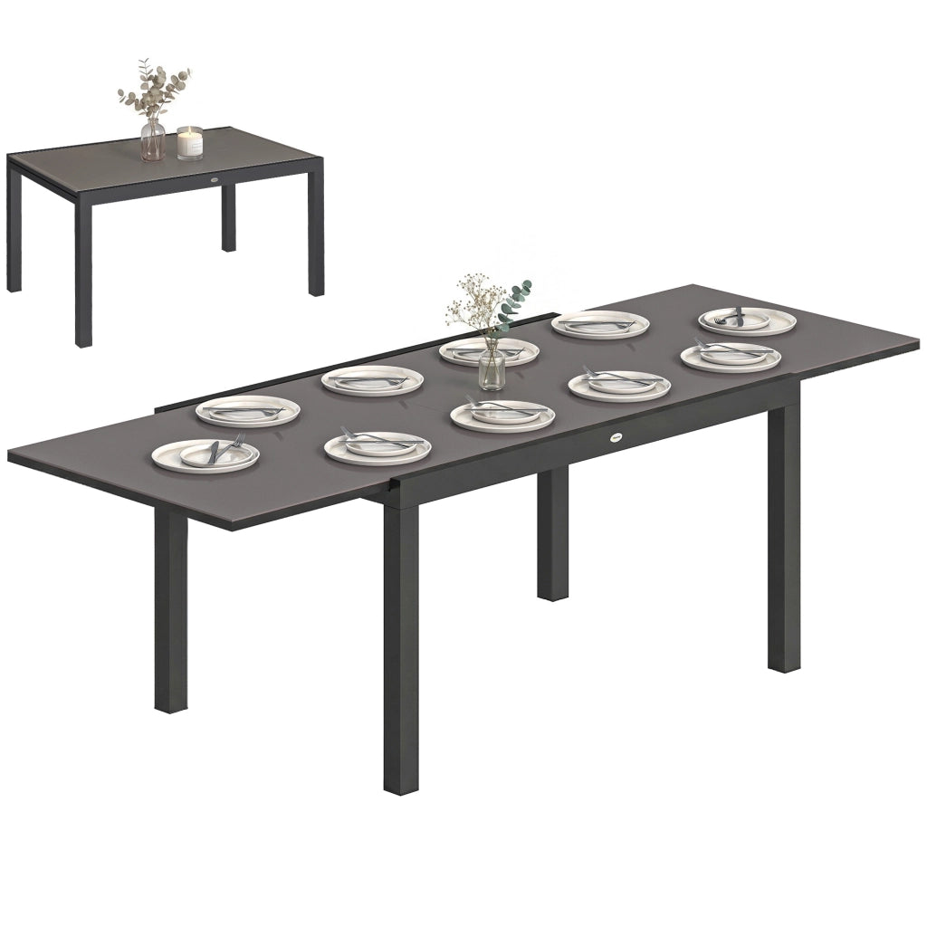 Tavolo da Giardino Allungabile in Vetro Temperato e Alluminio ¨C Zephmum ¨C Nero, 140/240x90 cm