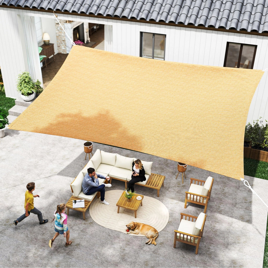 Telo ombreggiante rettangolare 4x6m ¨C Zephmum ¨C Sabbia HDPE 185g/m2