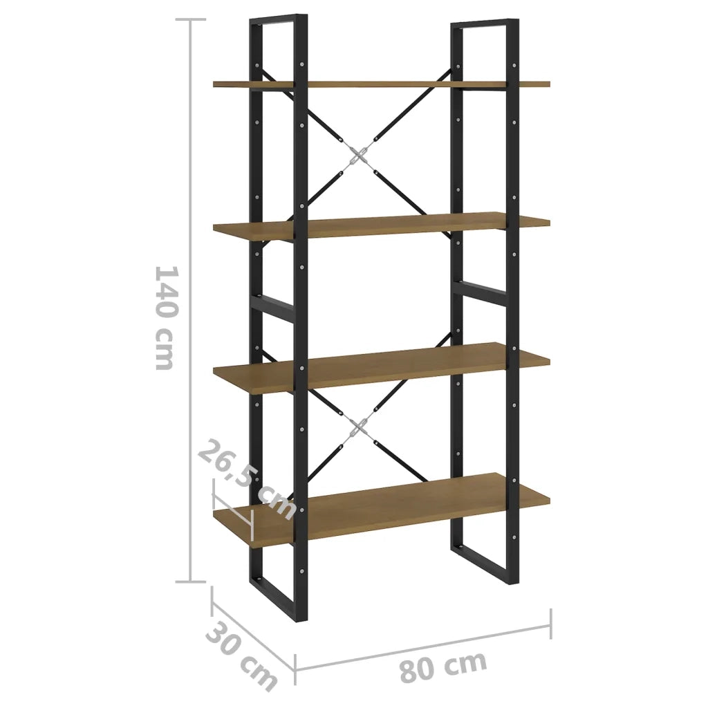 Libreria a 4 Ripiani 80x30x140 cm in Legno Massello di Pino 806465