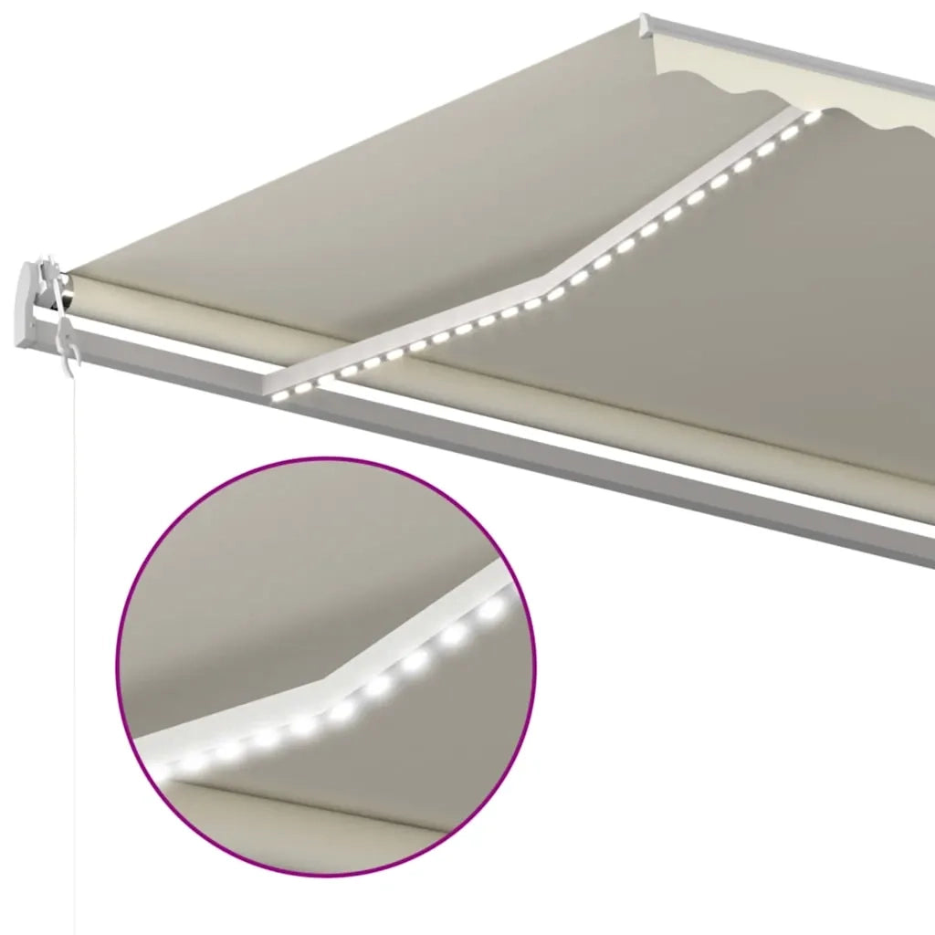 Tenda Automatica Sensore Vento e LED 500x300 cm Crema 3068952