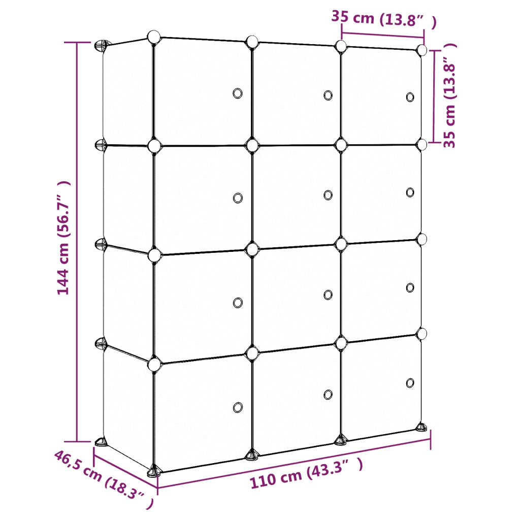 Scaffale Portaoggetti per Bambini con 12 Cubi Blu in PP CFW9181059
