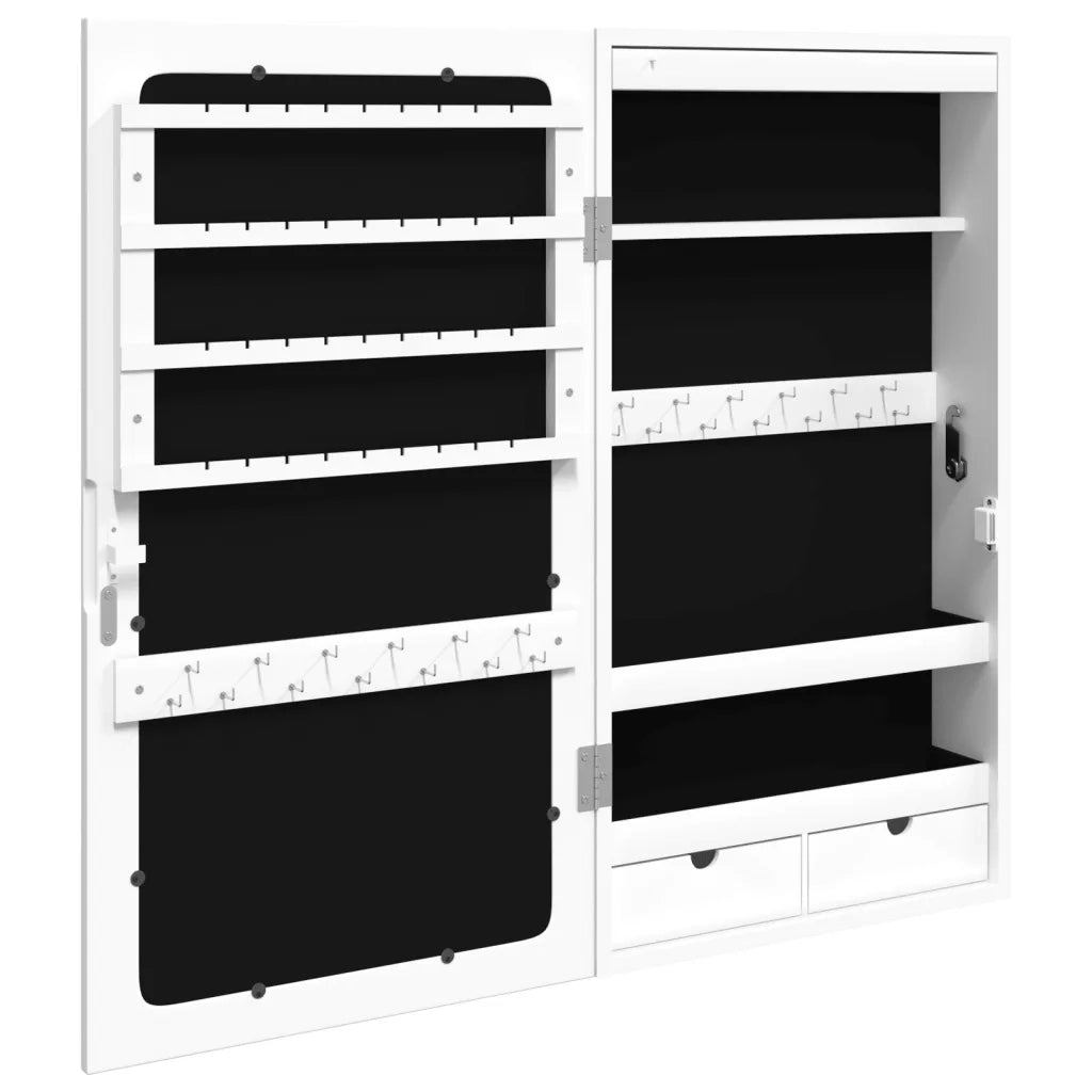 Armadio Portagioie a Specchio con Luci LED a Parete Bianco 353229