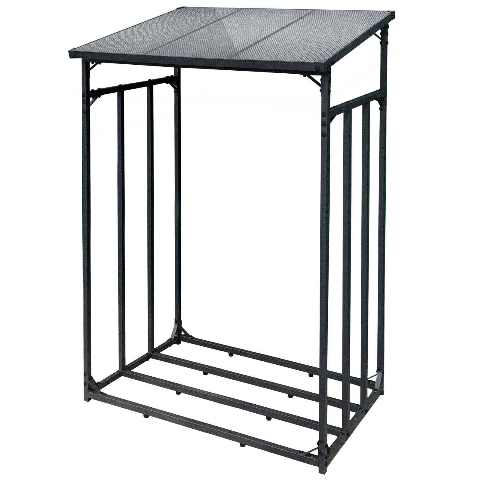 Toboli Scaffale portalegna da camino da esterno 133 x 83 x 185 cm Legnaia in metallo verniciata a polvere Portata 1500 kg