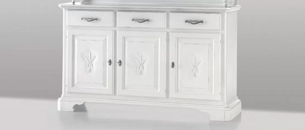 Madia credenza shabby chic 3 ante in legno arte povera 163x49x98 - Mobili 2G