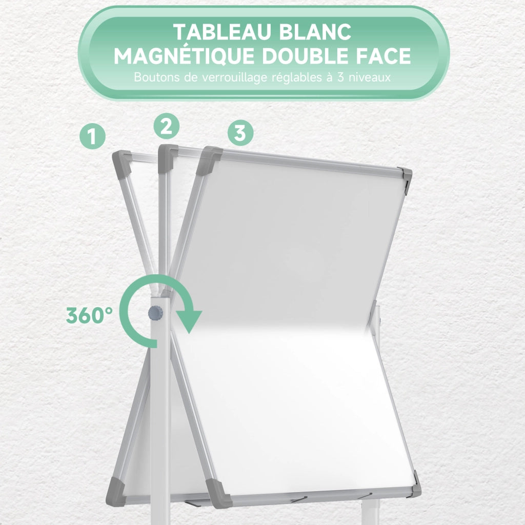 Tavolo bianco magnetico rotativo mobile con supporto ¨C zephmum ¨C 90x60