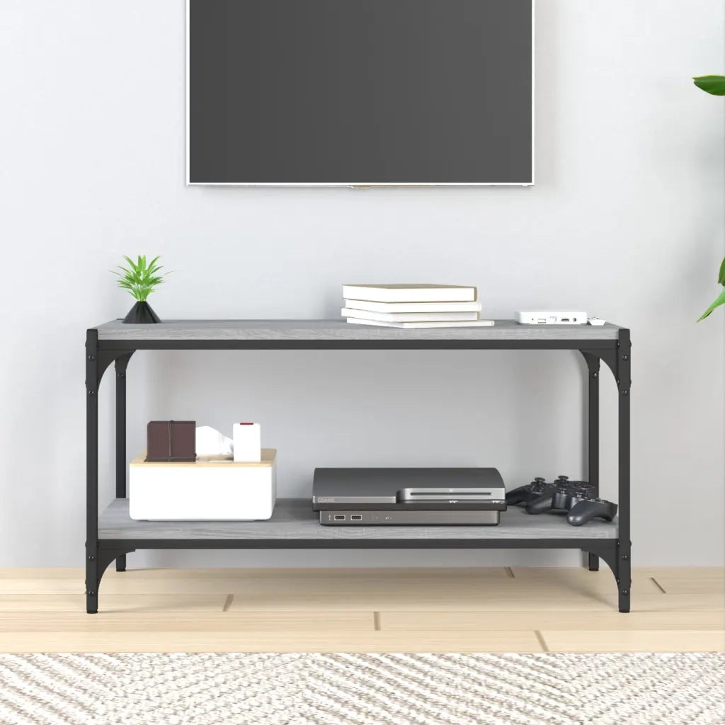 Mobile TV Grigio Sonoma 80x33x41 cm Legno Multistrato e Acciaio 819335