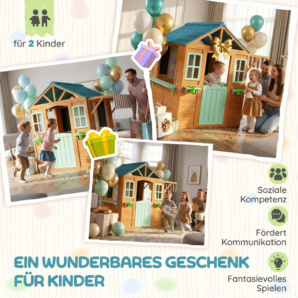 Casetta gioco bambini da esterno con banco vendita ¨C Xylo ¨C 142x120x141cm legno multicolore