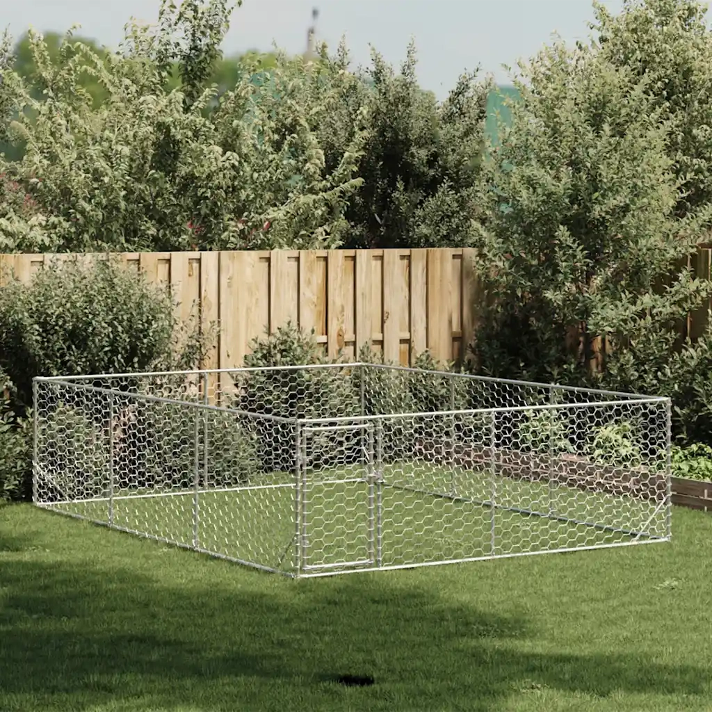 vidaXL Cuccia per Cani da Esterno con Porta 3x4x1 m Acciaio Zincato