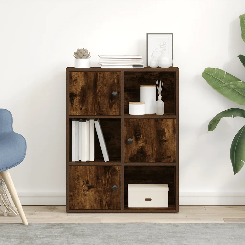 Libreria-Scaffale per Libri-Mobile di Stoccaggio Rovere Fumo 60x24x76,5 cm in Legno Multistrato