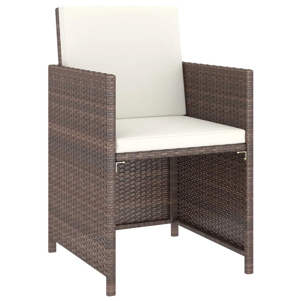 Set da Pranzo da Giardino 6 pz con Cuscini Polyrattan Marrone 43904