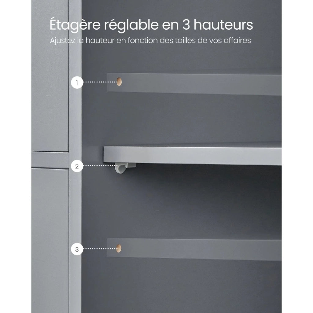 Mobiletto da bagno indipendente mobile contenitore con 4 cassetti anta singola ripiano regolabile per soggiorno cucina e corridoio grigio 12_0006499