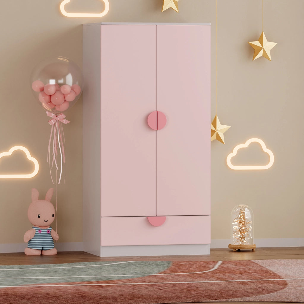 Armadietto Sandnes per Bambini con Appendiabiti e Cassetto 123x60x40 cm Rosa [en.casa]
