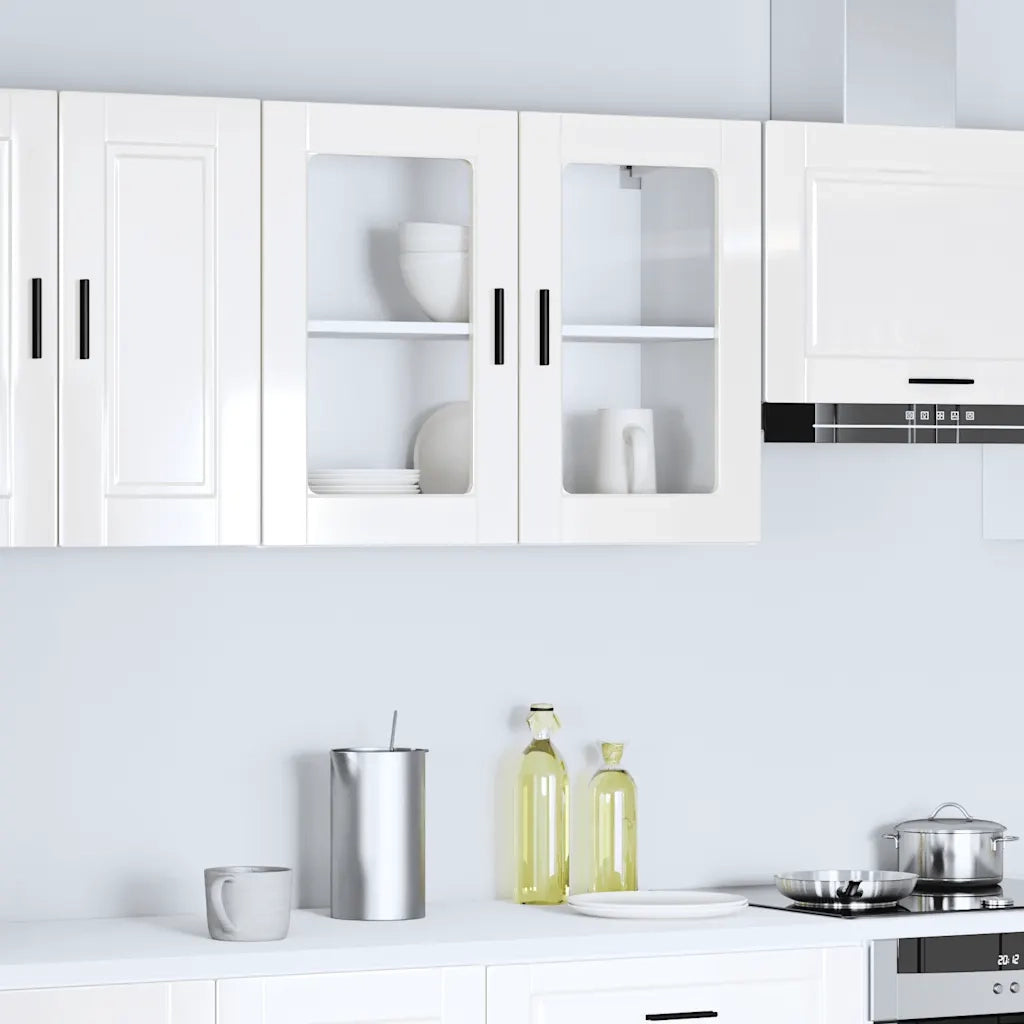 Pensile da Cucina con Porta in Vetro Porto Bianco Lucido 854089