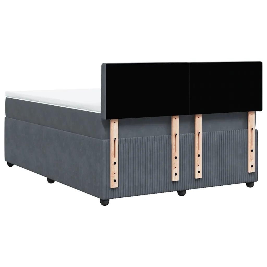 Giroletto a Molle con Materasso Grigio Scuro 160x200 cm Velluto