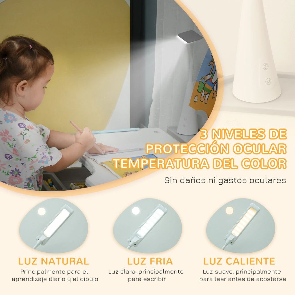 Scrivania con Sedia per Bambini ¨C Xylo ¨C Regolabile con Lampada Cassetto Scaffale Grigio