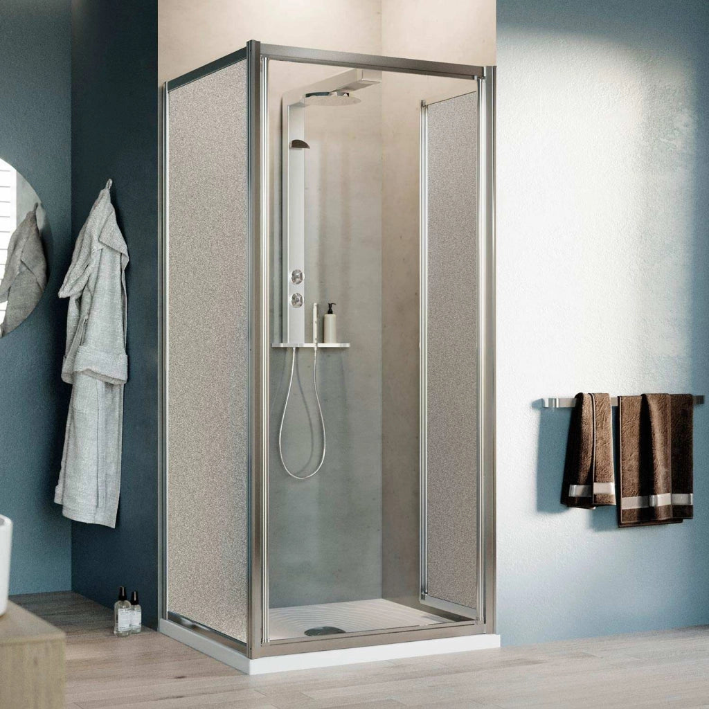 Box Doccia Angolare 70x90CM H198 Cristallo Stampato C Fisso+Saloon 2 Ante Battente 90 mod. West